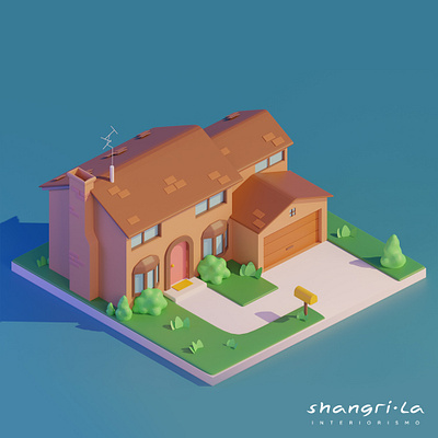 Simpsons House blender blender 3d blender3d blendercycles design house lowpoly lowpolyart simpson