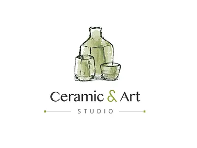 Ceramic and Art Studio Logo Concept art art studio branding ceramic ceramic studio green hybrid identity logo modern organic sans serif sketch sketchy studio traditional watercolor