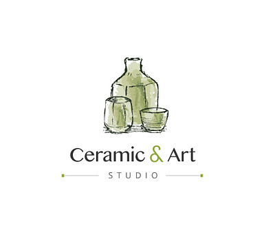 Ceramic and Art Studio Logo Concept art art studio branding ceramic ceramic studio green hybrid identity logo modern organic sans serif sketch sketchy studio traditional watercolor