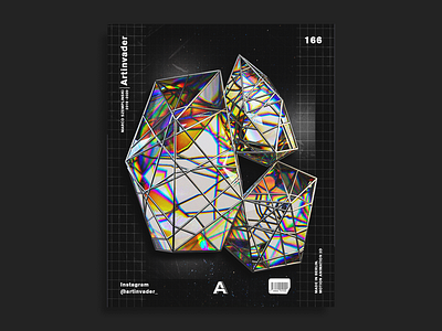 Artinvader Project 166 3d adobe art artwork black c4d cinema4d crystal design graphic graphic design iridescent modern octane photoshop poster print space