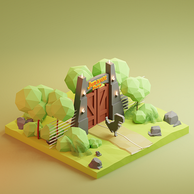 Jurassic Park 3d art 3dblender blender blender 3d blender3d blenderart blendercycles design jurassicpark lowpoly lowpolyart