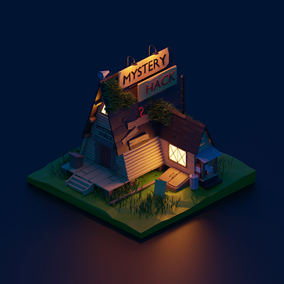Mystery Shack 3d art 3dblender blender blender 3d blender3d blenderart blendercycles design gravity falls lowpoly lowpolyart