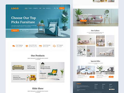 Premium Vector  Aesthetic furniture landing page template for web