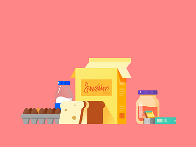 Breakfast time, sunshine! advertising affinity designer affinitydesigner breads breakfast cereals color colorful eggs foods illustration milk morning poster vibrant