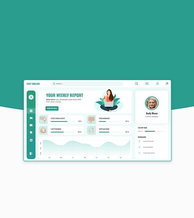 English Course Dashboard course dashboard english ui ui ux xd