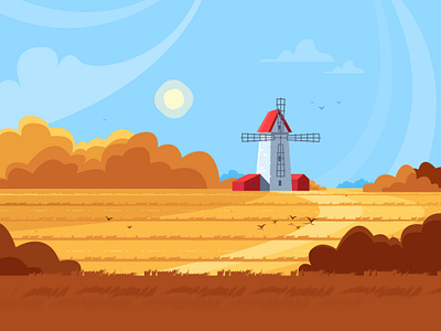 Field field illustration nature windmill