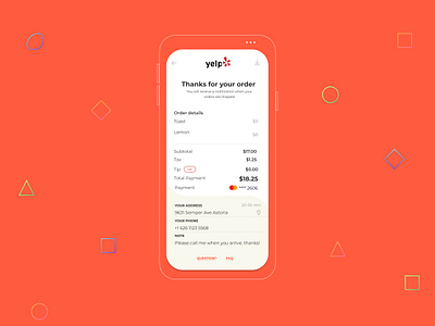 #dailyUI challenge Day 17 Email Receipt app dailyui design email receipt flat layout mobiledesign typography ui uidesign ux yelp