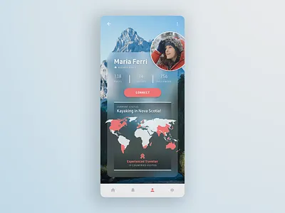 Travelling Social Network - User Profile 100days adobe xd app challenge concept dailyui dailyui 006 map mobile social network tourist travelling ui uidaily user user profile ux web