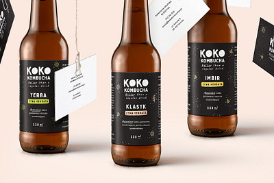 KOKO Kombucha brand branding craft creative drink handmade kombucha label logo packaging product design stationery visual identity