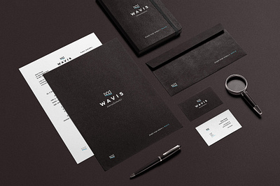 Wavis agency branding logo minimalistic print real estate stationery visual identity