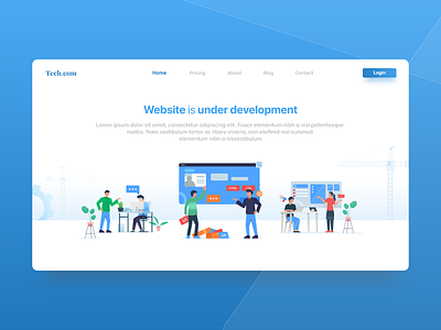 Web is under development blue construction design development illustration maintenance page ui under development ux web website website design