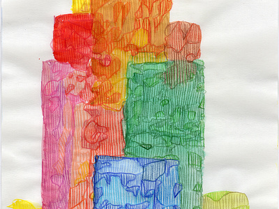 Towering flat shapes colored pencil watercolor watercolor art
