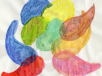 Organic flat shapes colored pencil watercolor watercolor art