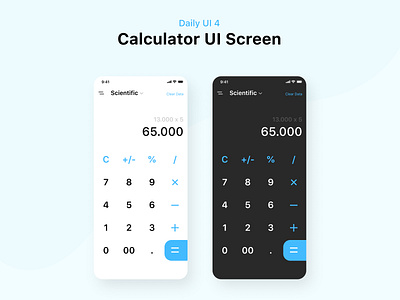 Daily UI #4 Calculator App app calculator app calculator ui clean dailyui dark ui design dribbble ios minimalist mobile simple ui ux