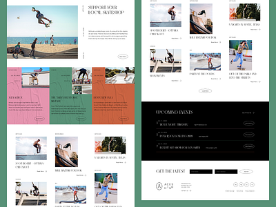 Aces High Homepage — 02 ace aces blog branding clean design flat green high homepage logo magazine minimal skateboard skateboarding typography ui user interface ux web