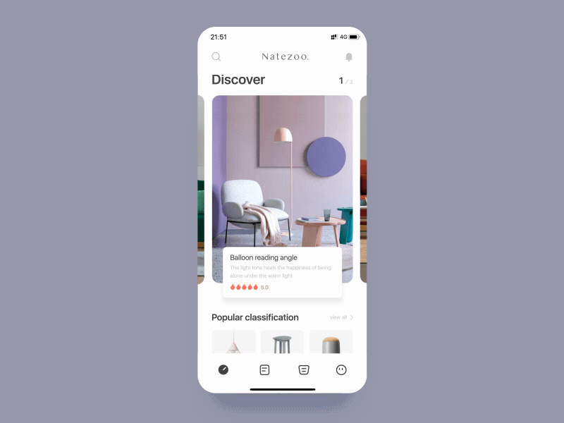 Furniture app animation app cards