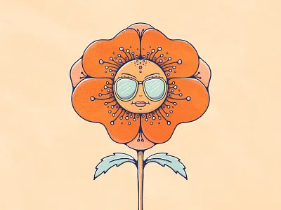 BadAss Poppy 70s badass character colorful doodle flat illustration floral art flower illustration livelyscout poppy procreate retro tall poppy vintage illustration