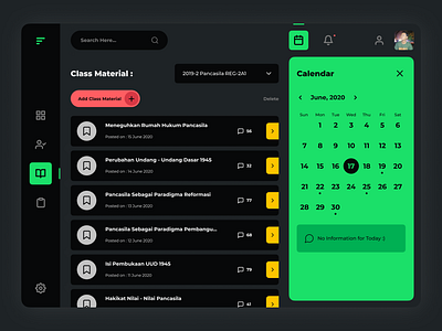 Classroom for Teacher - Dark Theme application book clean ui dark dark mode dark theme dark ui dashboad education education website educational learning learning platform simple design teacher web web design webdesign website website design