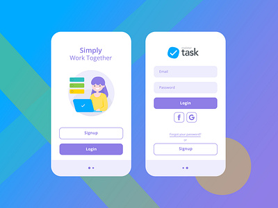 Login Design for App - Warm up #40 character color design flat illustration illustrator meistertask minimal mobile redesign uiux vector