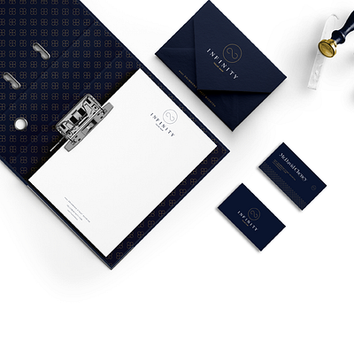 infinity-Branding a4 paper art behance blue brand design brand identity branding branding design business card card clothing dark design envelope fashion folder gold logodesign luxury tailor