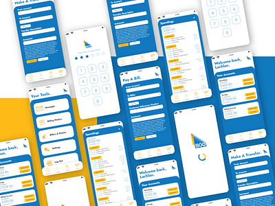 Bank of Queensland App UI Mockup app application bank blue boq branding concept design illustration queensland ui ux vector web website yellow