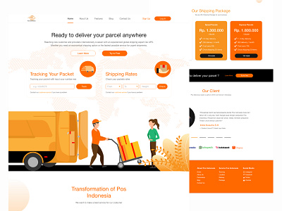 Redesign Pos indonesia adobe xd app parcel illustrator packet packet website paket app parcel pos indonedia shipping shipping box shipping company ui design user interfaces ux designer vector web design
