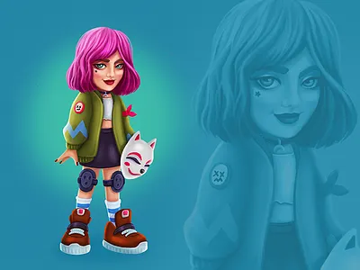 concept character pink character character design concept illustrations ipadpro portrait procreate