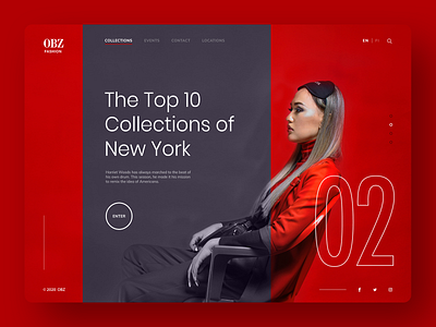 OBZ Fashion NYC Collections clean dark dark theme design designagency ecommerce eshop fasion landing page landingpage red trionndesign typogaphy web design webdesign website website design