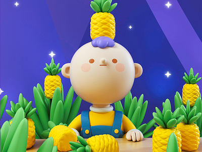 Pineapple boy 3d art boy cinema4d design illustration pineapple