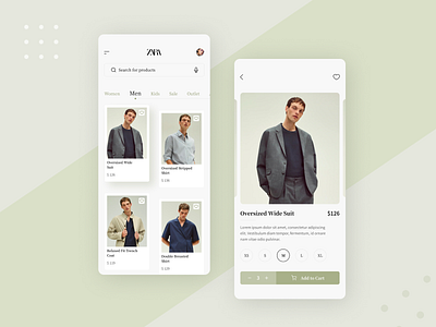 Zara App app approach clean clothes creative design flat men minimalistic ui uidesign ux uxdesign web website women zara