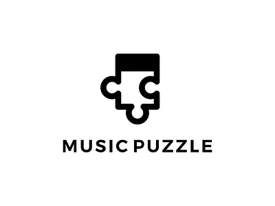 MUSIC PUZZLE concept design icon illustration logo logotype music music notes musician negative space logo pieces puzzle sign symbol technology