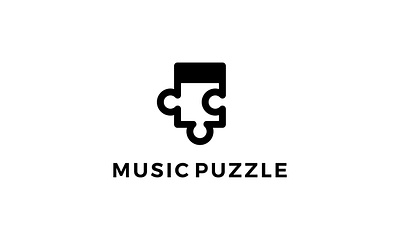 MUSIC PUZZLE concept design icon illustration logo logotype music music notes musician negative space logo pieces puzzle sign symbol technology