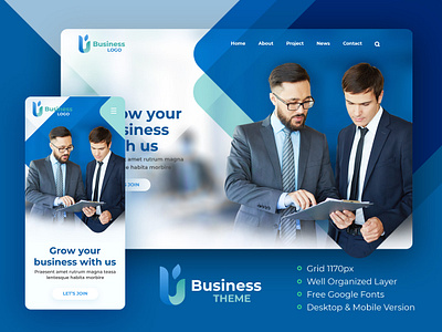 FREE PSD (Premium) - Blue Modern & Simple Business Theme constuction company corporate theme free psd website design