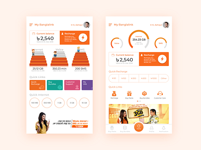 MyBL(My Banglalink) redesign concept animation app design graphic illustration interaction mobile uidesign uiux website