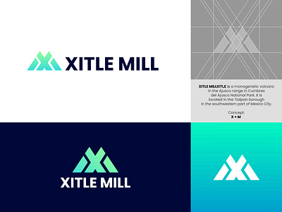 Xitle Mill Mountain Logo I XM Logo mark 3d design abstract logo animation brand identity branding business logo flat icon icons illustration logo design logo design concept logo designer logotype mexico city minimalist logo mountain logo poster typography vector