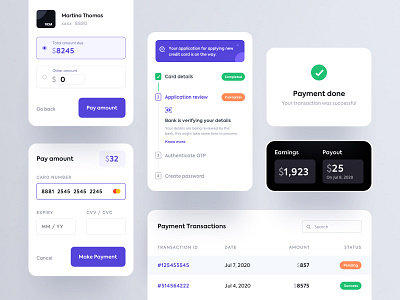 Fintech Components app billing components credit card finance fintech forms mobile money stepper success table ui ux
