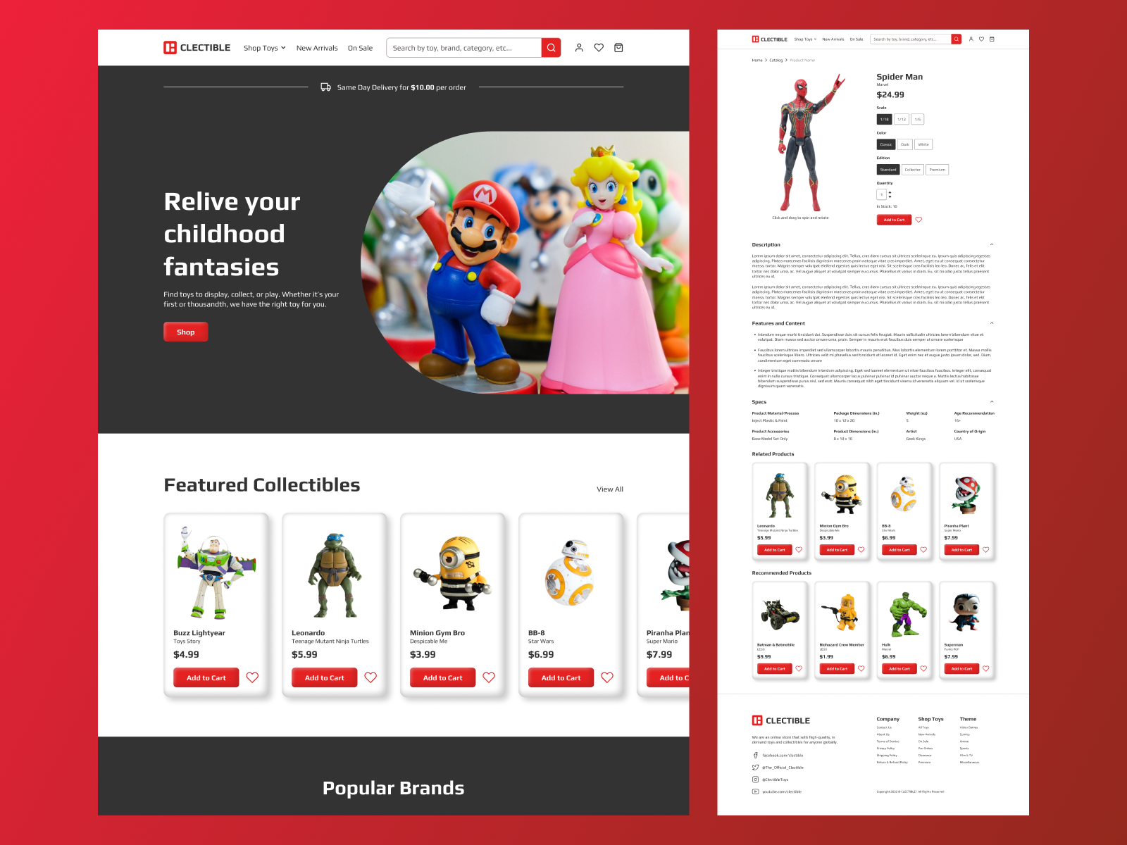 CLECTIBLE: Toy E-Commerce Store action action figure clay claymorphism collectible desktop e commerce ecommerce figma figure high fidelity logo model morphism product design shop store toy ui visual design