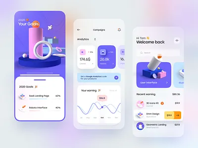 Blurr Series - Creator Dashboard 3d 3d illustration app bar blur blur gradient card chart clean dashboard gradient illustration minimal mobile progress simple ui ui design ux ux design