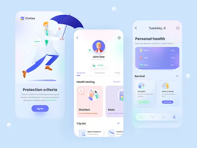 Covid-19 gradient page app illustration ui web