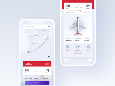 Flight Tracker App 🛩 air aircraft clean flight flight app flight tracker japan koren kts plane season uiux wind