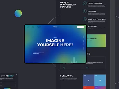 Bcult bluegreen concept dark digitalstudio gradient illustration landingpage minimal mobile modern typography web