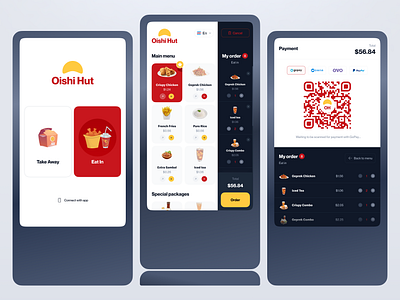 Oishi Hut: Kiosk Display Design app branding design dine in eat eat in food illustration kiosk kiosk design kiosk ui design logo menu order qr code restaurant self service take away ui ux