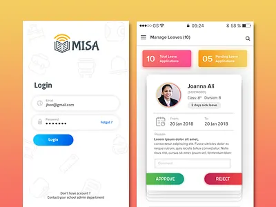 Student Attendance App Concept app design flat layout logo mobile app mockup typography ui