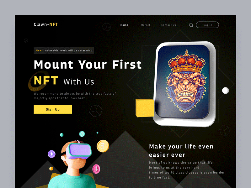 Clawn NFT-Concept 2d 3d animation crypto mansoor nft page ui unlikeothers ux webdesign