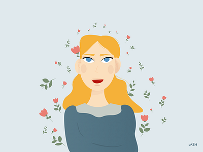 Flowers Around Her adobe illustrator around colorful flowers her illustration woman