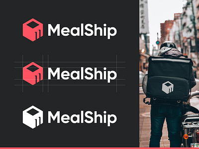 MealShip - Logo Design Exploration brand guideline brand identity branding clean corporate delivery man app delivery service food bag pack meal ship icon identity identity design logo logo design logo designer logo grid logotype restaurant driver smart logo straps symbol