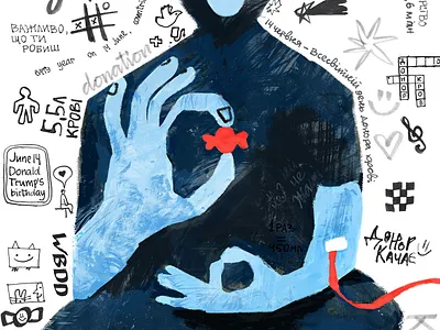 World Blood Donor Day cartoon character illustration poster