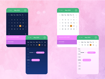 Calendar app calendar calendar design dark theme light theme ui