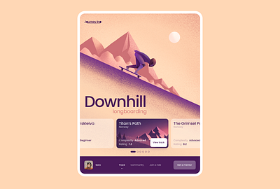 Downhill design downhill extreme sports illustration longboard sunny tablet ui ux web