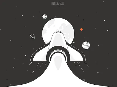 Rocket Illustration earth flying fuel hellsjells launch monoline onboarding perspective planet planets rockets space spaceship stars start startup stroke success universe